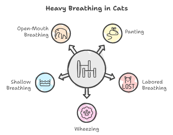 types of heavy breathing in cats