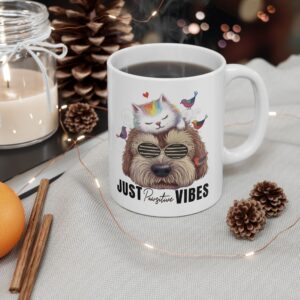 Chill Vibes Ceramic Mug, Just Pawsitive Vibes Mug,  Perfect Gift for Pet Lovers